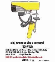 Midi Monoray Vinç 2 Hareketli (220 Volt) 